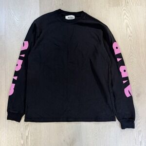 Awake NY Block Out Logo Long Sleeve T-Shirt Size M Mens Black